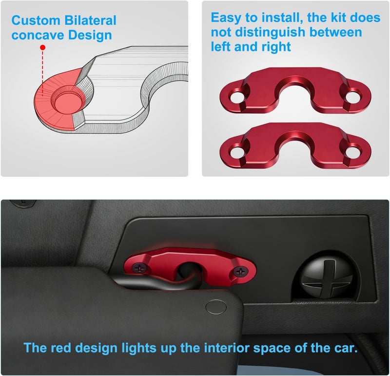 Veharvim Upgraded Aluminum Alloy Sun Visor Repair Kit for Jeep, Heavy Duty Sun Visor Clip Compatible with Jeep Wrangler JK 2018/ JL/Wrangler 2018-2023/ Gladiator 2020-2023,Red - Image 5